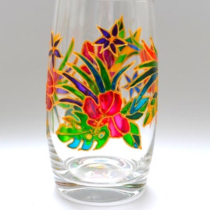 Hibiscus flowers Hand painted Stemless Wine glasses image 6