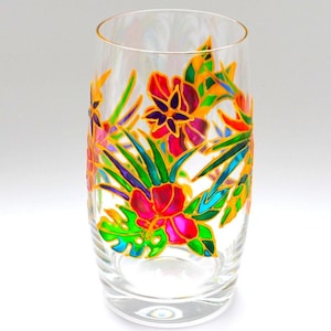 Hibiscus flowers Hand painted Stemless Wine glasses image 1