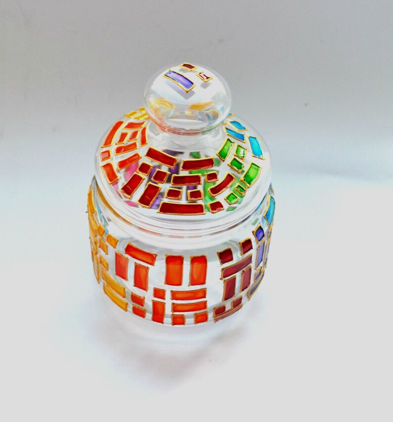 Candy jar Kitchen canisters Painted glassware Farmhouse decor Etsy