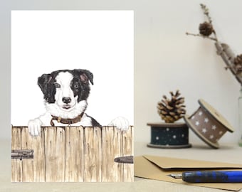 Border Collie Dog Watercolor Greeting Card, Sheep Dog Lover Gift