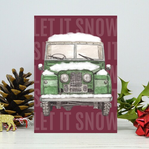 Land Rover Christmas Card Square Blank Card Classic Car Land Etsy