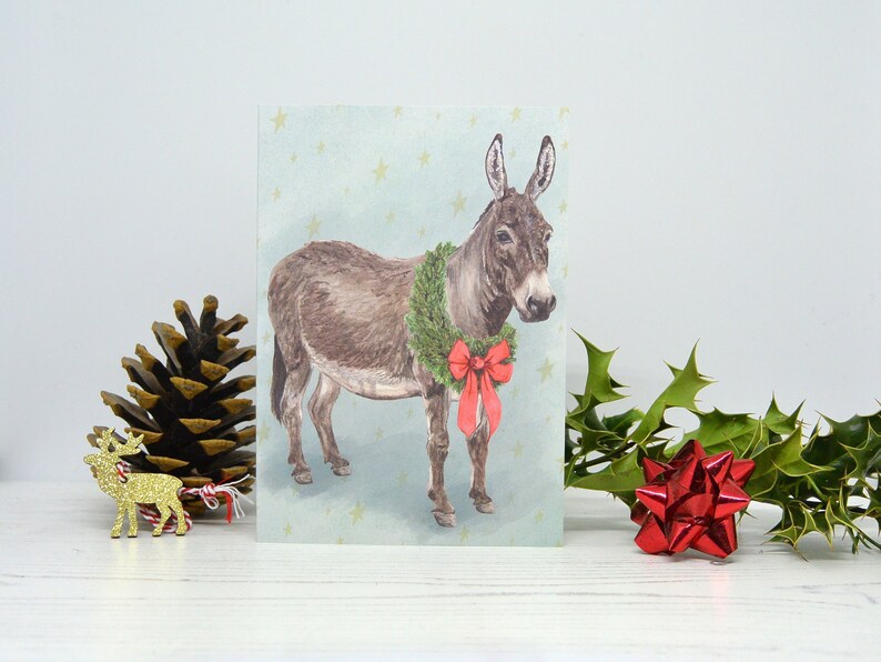 A6 Greetings Card Fox Donkey Sheep Farming Wildlife Watercolour Illustration Set of 6 Animal Christmas Cards Xmas Cards Festive Gift