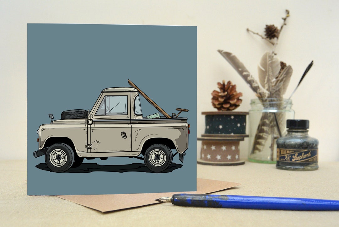 Land Rover Post Card Classic Land Rover Series Pickup Greeting Card Gardener Blank Square ...