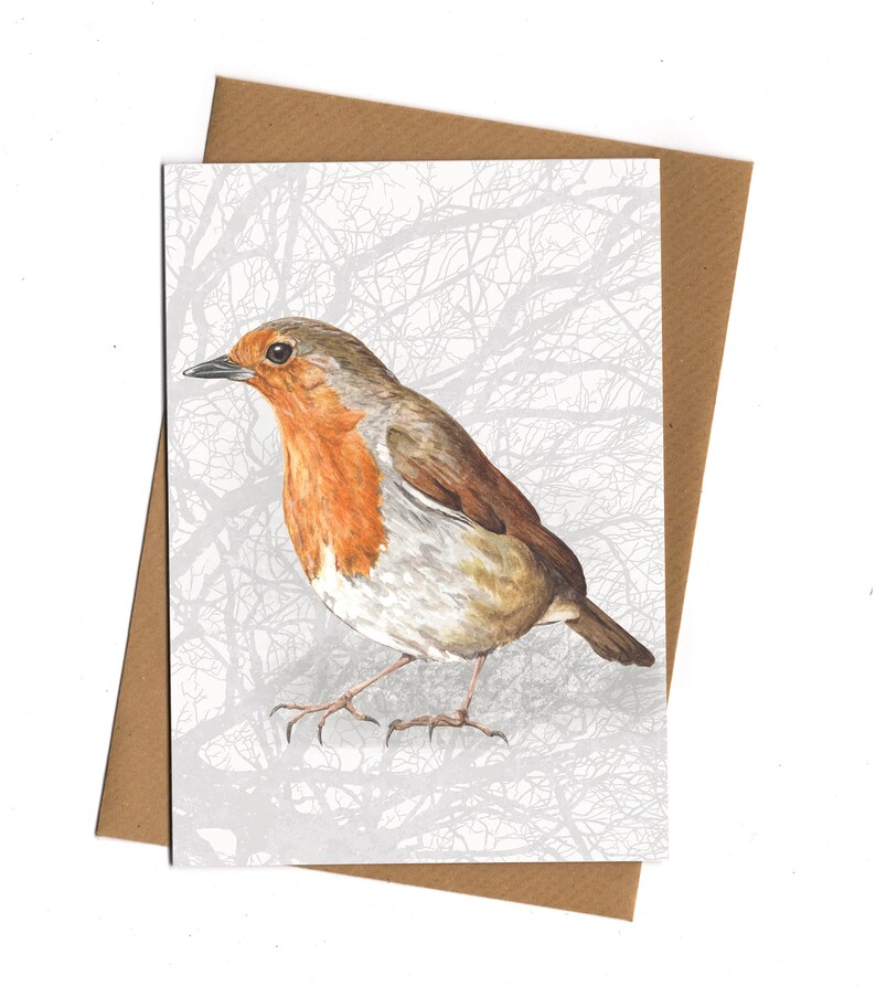 A6 Robin Bird Greeting Card Blank Card Watercolour Etsy