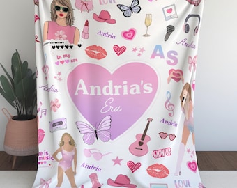 Manta personalizada con nombre, regalo para fans de la música, decoración para habitación de niña
