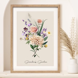 Omas Garten, Geburtsmonat Blume, Geburtsblumenstrauß, Geburtsmonat Blume Familienstrauß, Oma Geschenk, Mimi Geschenke, individuelle Geburtsblume,