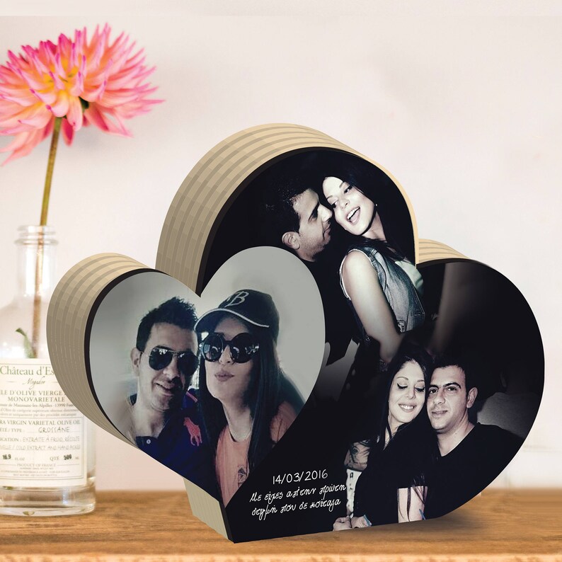 Heart Photo Collage Print Wooden Image 0