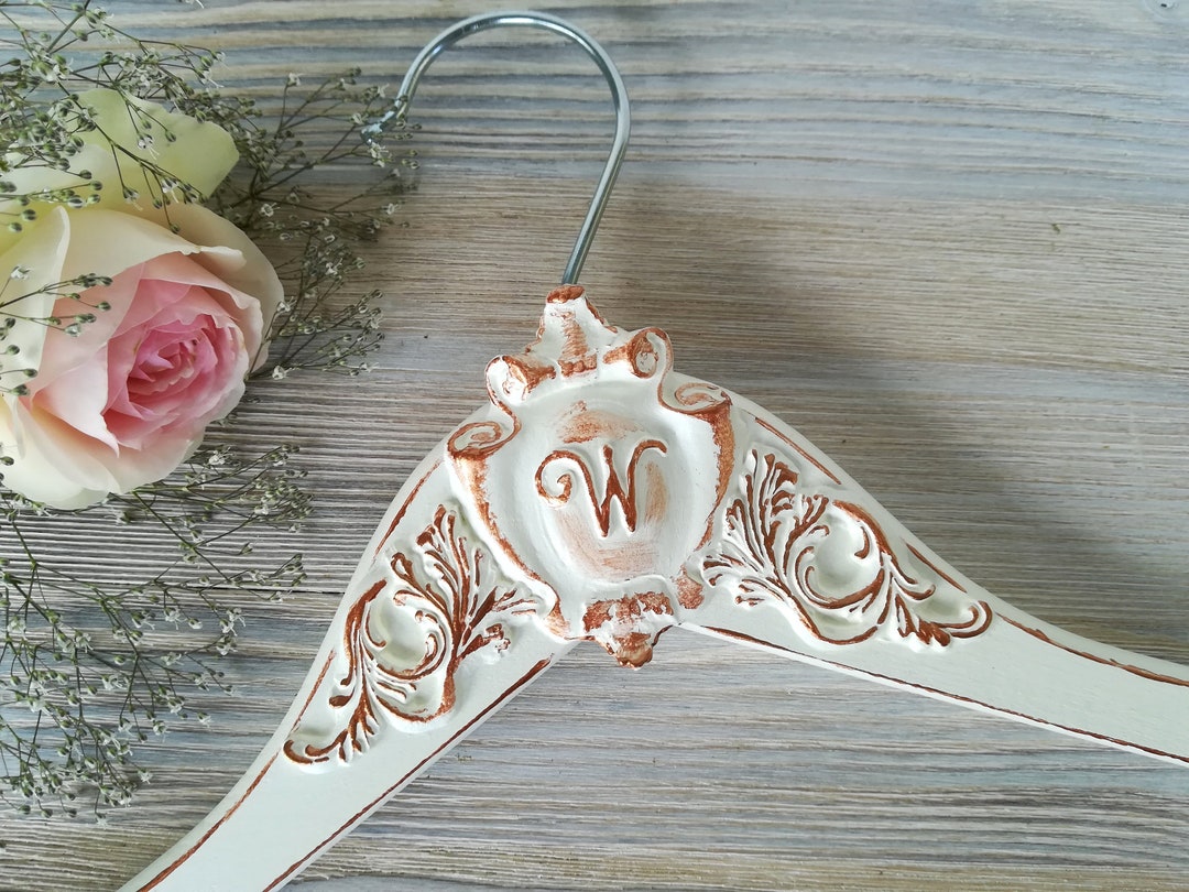 Bride Dress Hanger Personalized Bridal Ivory Dress Hanger Coat of Arms