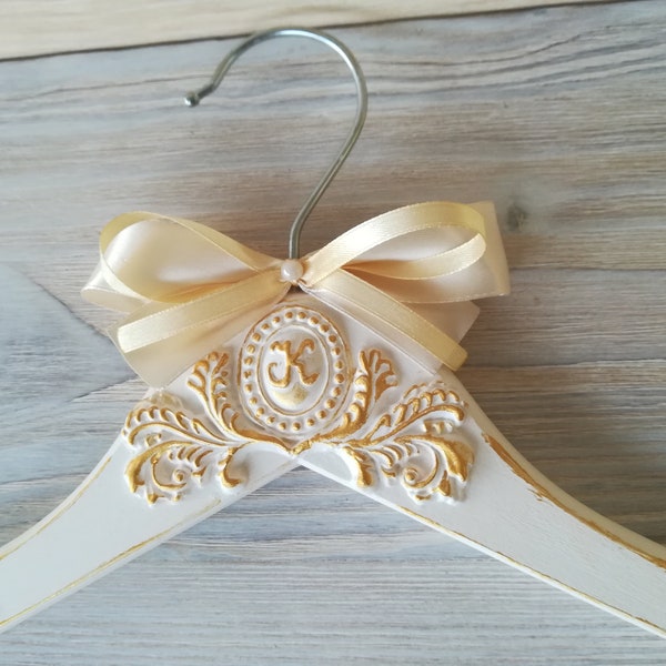 Bridal dress hanger with name Bride hanger Personalized  Custom bridal hanger Ivory Wedding dress hanger Burgundy hanger