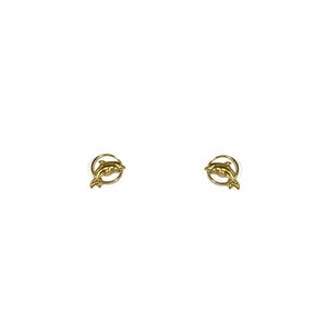 Vintage 1990&#39;s 9ct Gold Dolphin Through A Hoop Ring Earrings