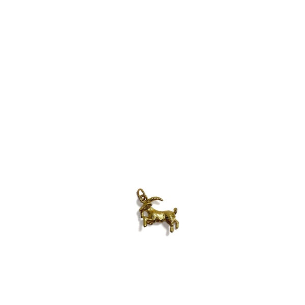 Vintage 1970's Gold Tone Capricorn Goat Zodiac Astrology Symbol Small Dainty Pendant Charm