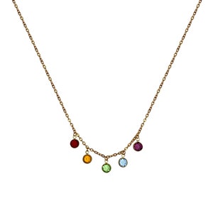 Gold Plated Red Orange Green Blue Purple Swarovski Crystal Necklace