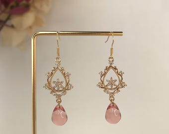 ヴィンテージ 1940年代 1950年代 ピンク＆クリアラインストーン