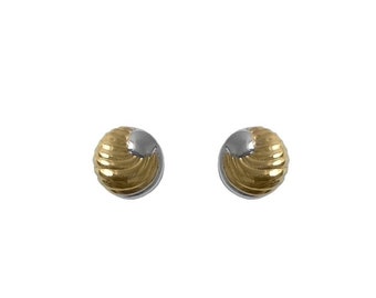 Vintage 1970/'s Gold White Three Triple Pearl Twisted Spiral Triangle Small Clip On Earrings