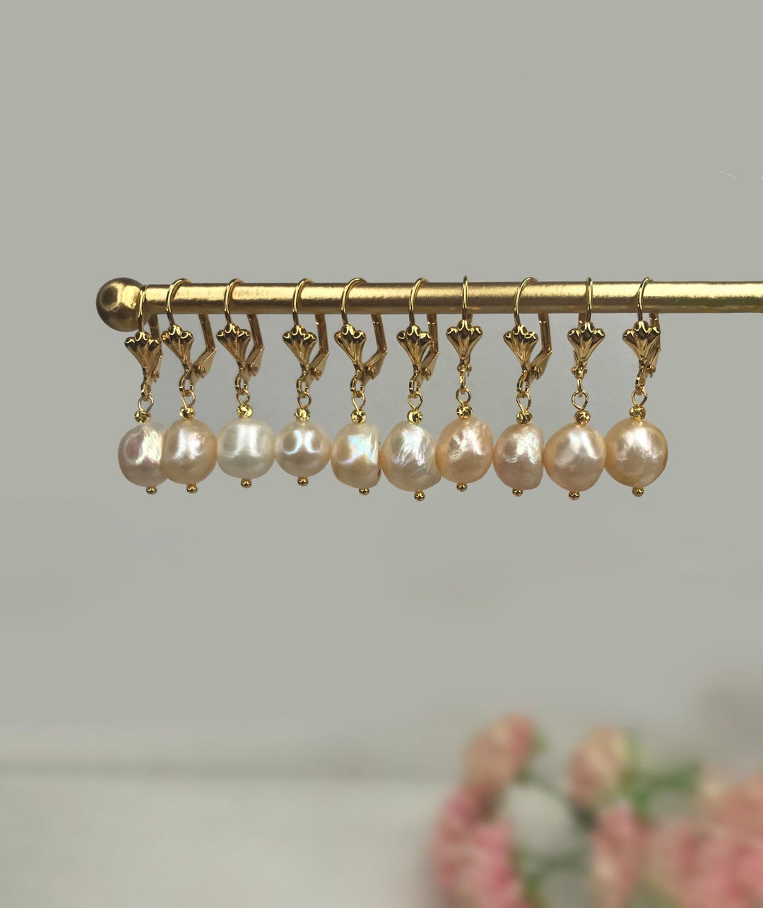 Boucles D'oreilles Perles Baroques Eau Douce Orange & Apatite - Argent Sterling - ROSEMIMOSA
