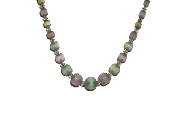 Vintage 1930’s Art Deco Pastel Pink & Green Facete