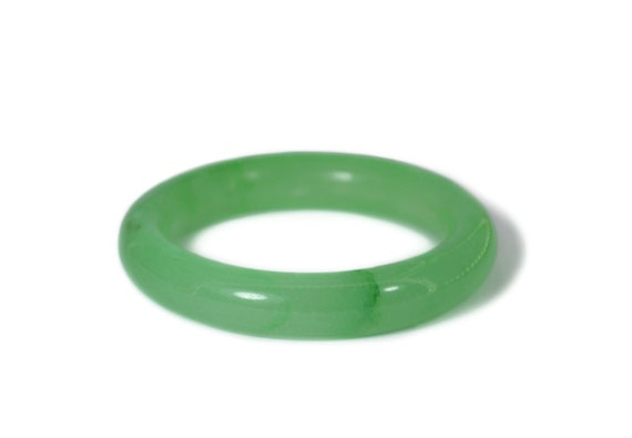 Vintage 1980's Green Jade Stone Round Circle Stac… - image 1