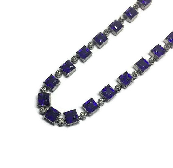 Vintage 1920's Art Deco Silver Royal Blue Sapphir… - image 3