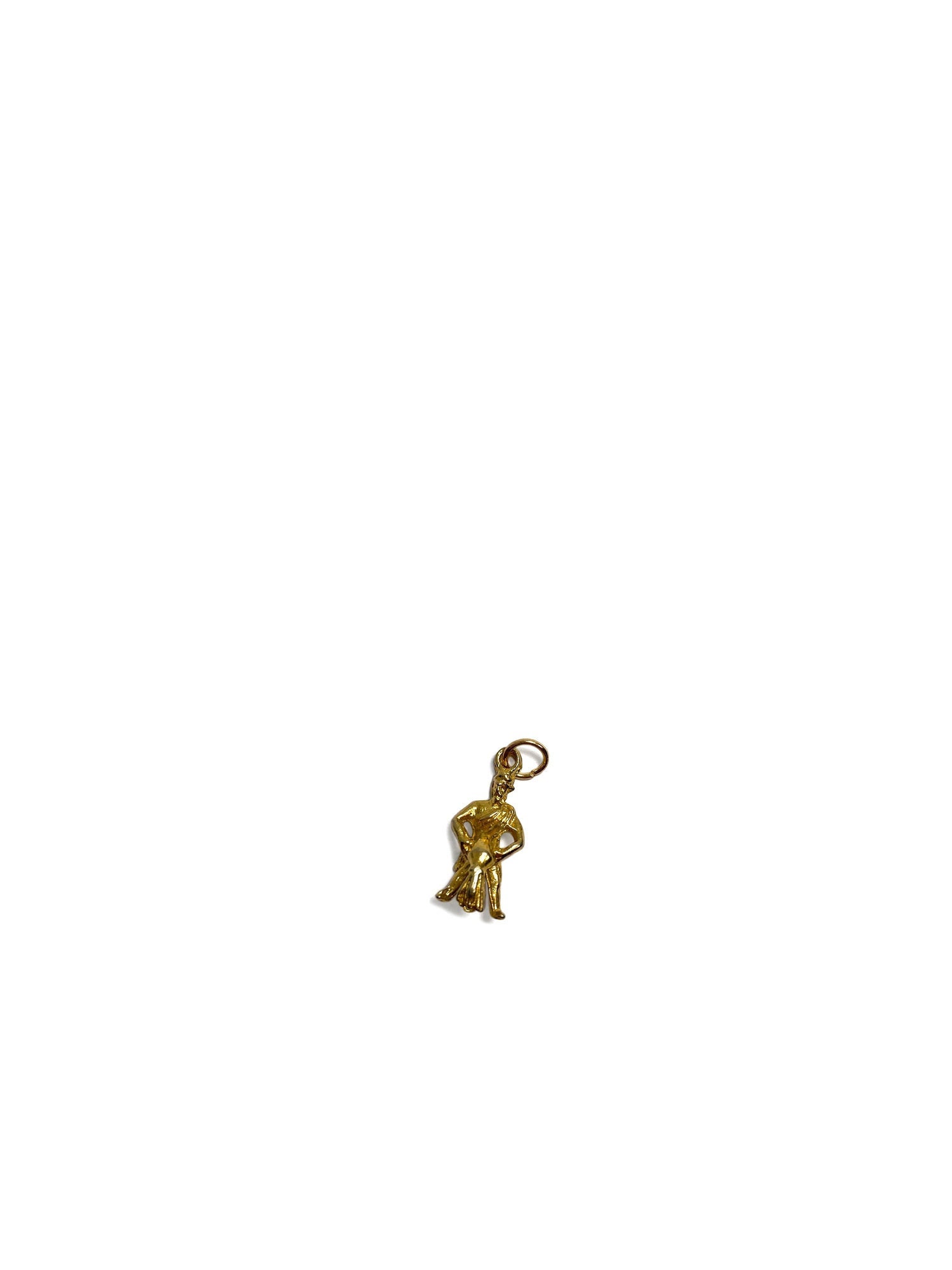 Vintage 1970's Gold Tone Aquarius Water Carrier Zodiac Astrology Symbol Small Dainty Pendant Charm