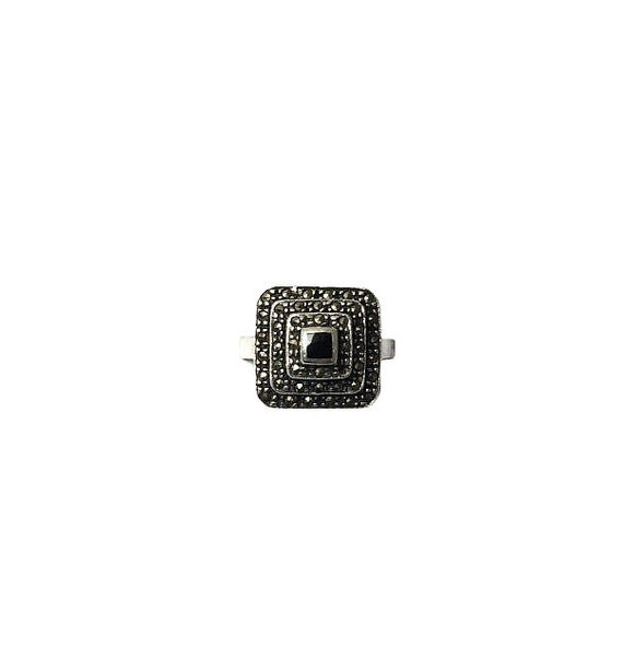 Vintage 1930's Art Deco Silver Grey Black Marcasit