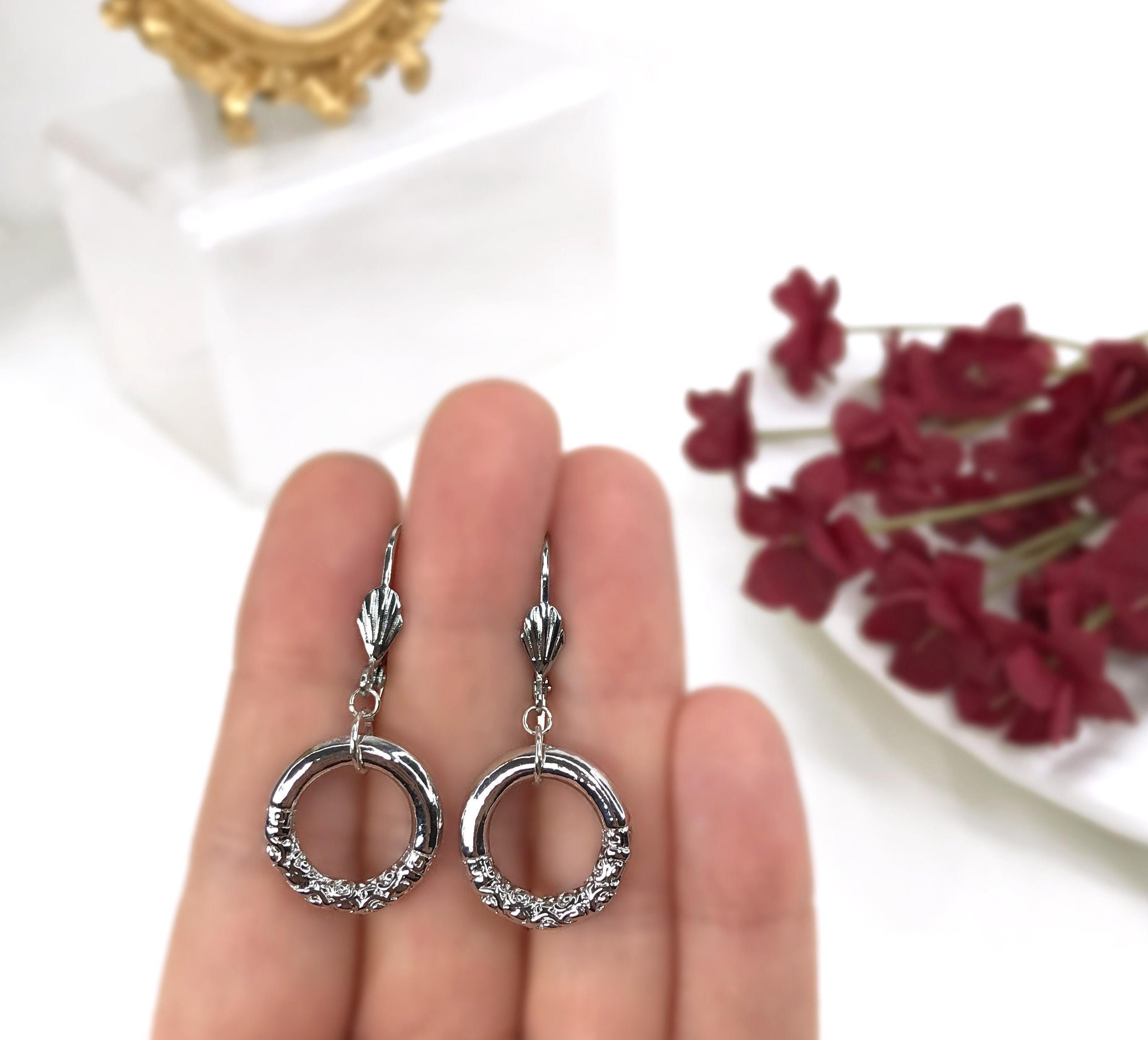 Boucles D'oreilles Créoles En Argent Massif Anciennes - Modèle #F9 - Occasion