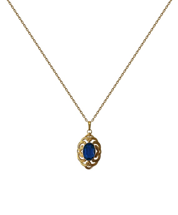Collier 18k Or Jaune à Effet Négligé Avec Émail Bleu Et Gland - Occasion