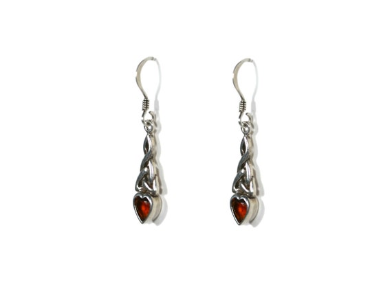 Vintage 1990's 925 Sterling Silver Red Orange Gar… - image 2