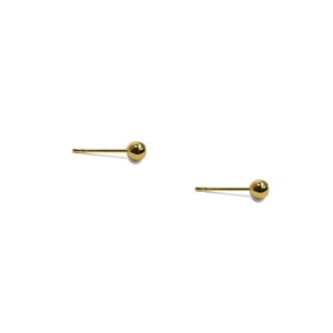 Vintage 1980's Gold Plated Simple Sphere Ball Dainty Small Studs Earrings 5mm image 2