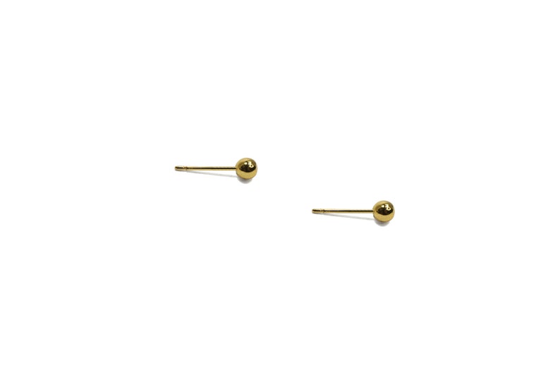 Vintage 1980's Gold Plated Simple Sphere Ball Dainty Small Studs Earrings 5mm image 2