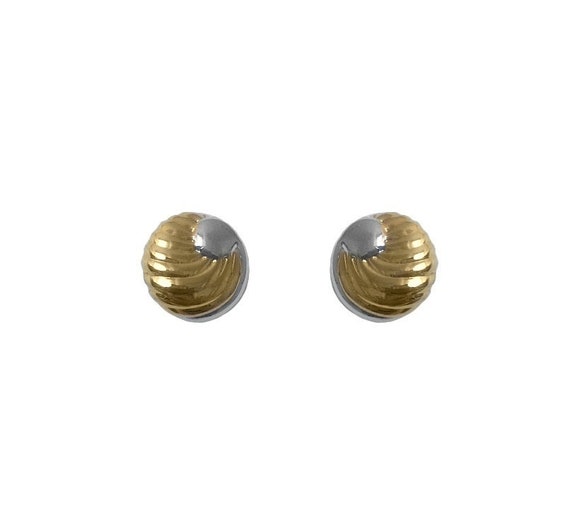 Vintage 1990's Gold Silver Two Tone Round Ridged Wave