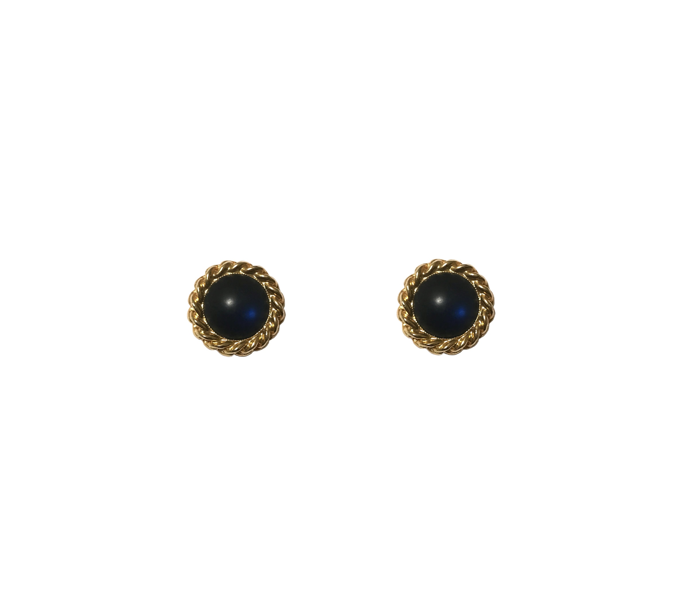 オパール　バグル ヴィンテージ Vintage 1980's Gold Plated Dark Blue Frosted Crystal
