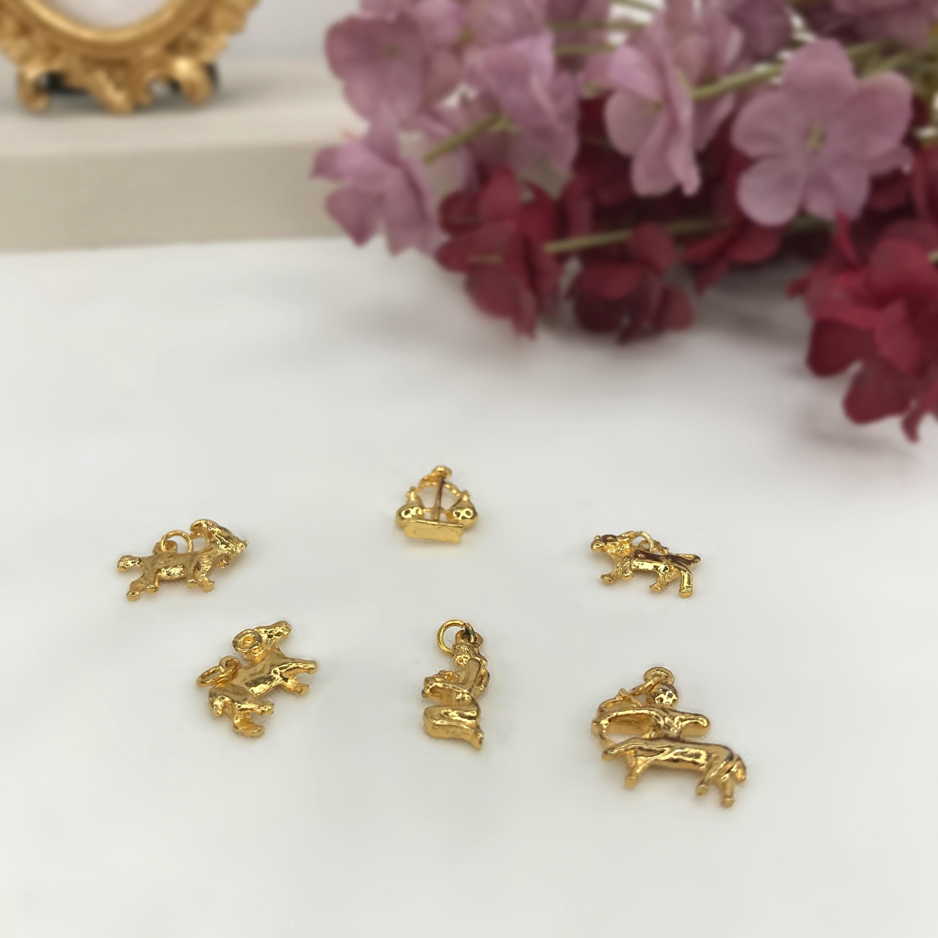 Vintage 1970's Gold Tone Astrology Zodiac Star Sign Small Dainty Pendant Charm / Options Available Customise Add On Pick A Charm