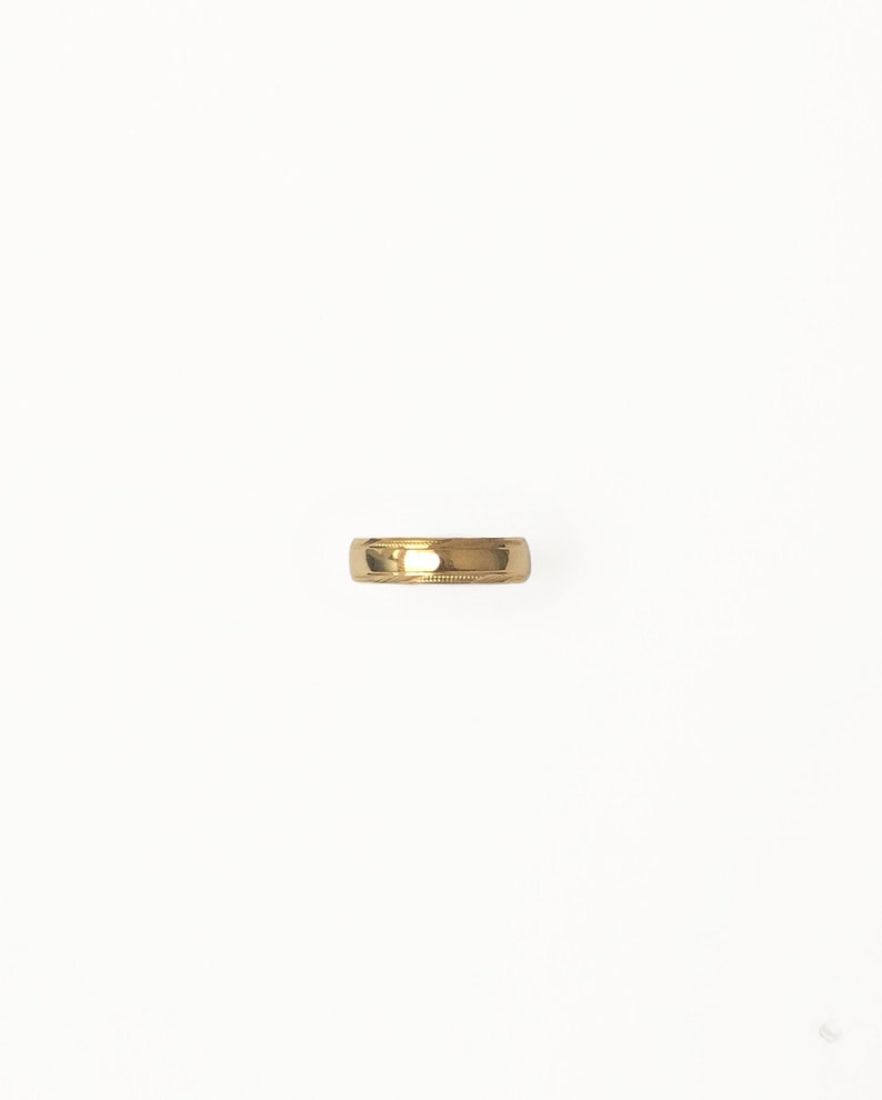 Vintage 1950/'s Rolled Gold Etched Diagonal Lined Striped Border Small Dots Couple Promise Wedding Band For Him Ring Size UK O US 7 12