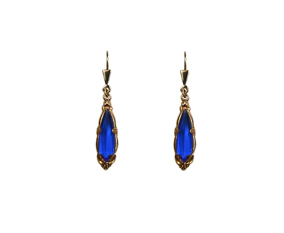 Vintage 1950's Rolled Gold Royal Blue Triangle Orn