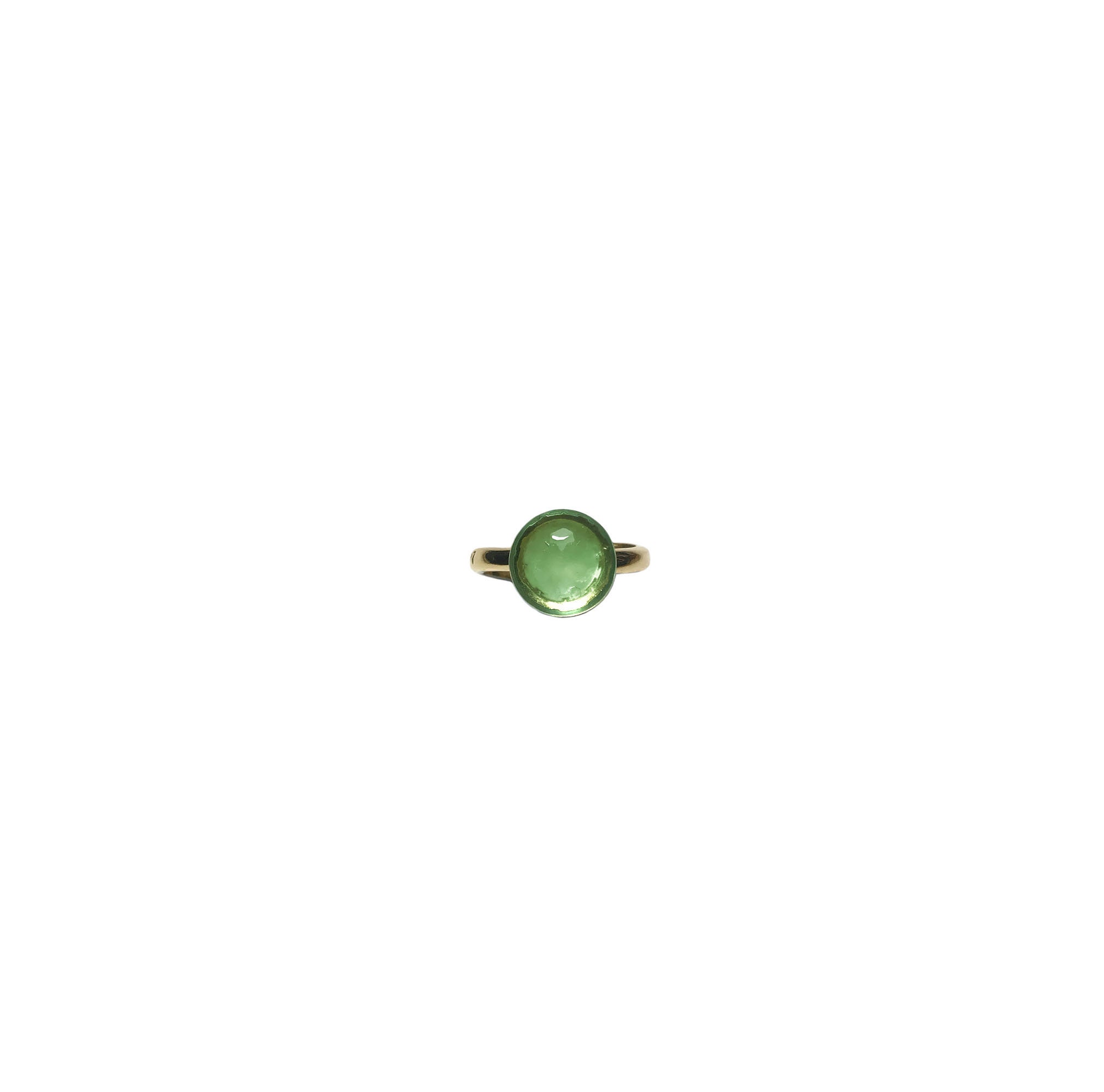 Vintage 1990's Gold Plated Green Faceted Round Stone