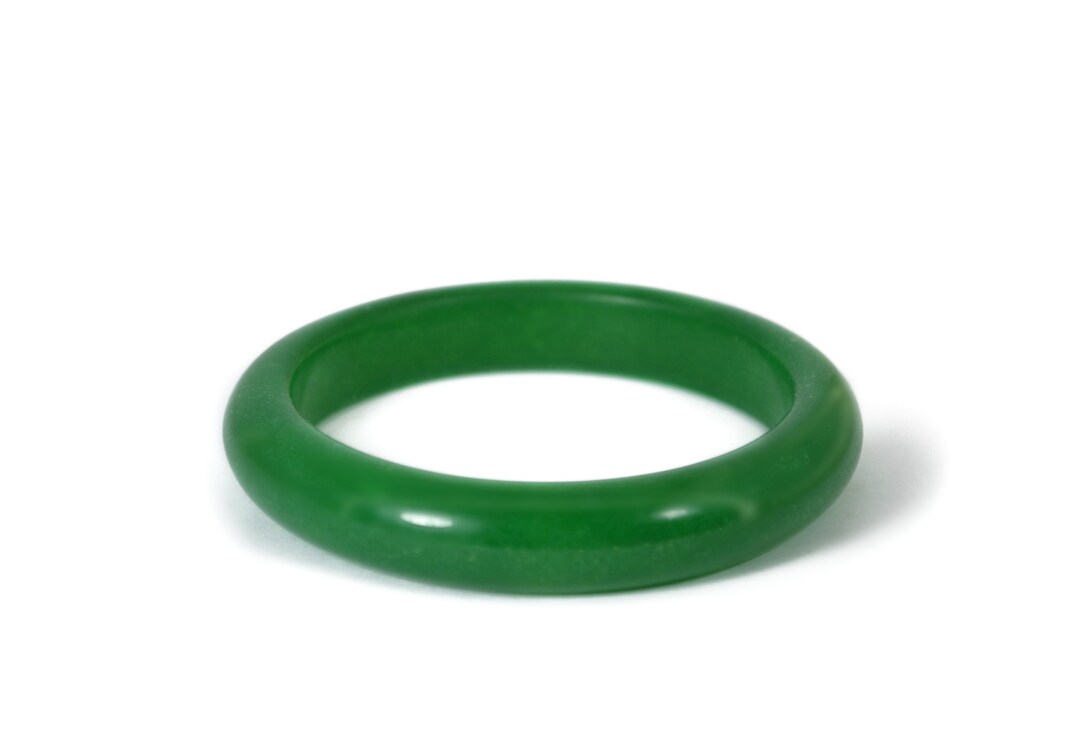 Bracelet Jonc Ancien En Jade Vert épinard Marbré - XIXe Siècle - état De Conservation Remarquable - Bijou Asiatique Vintage