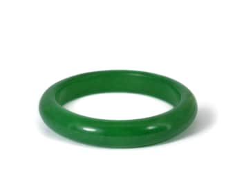Dark Green Jade Jadeite Stone Round Circle Stacking Bangle Bracelet Thick / Medium Multiple Sizes