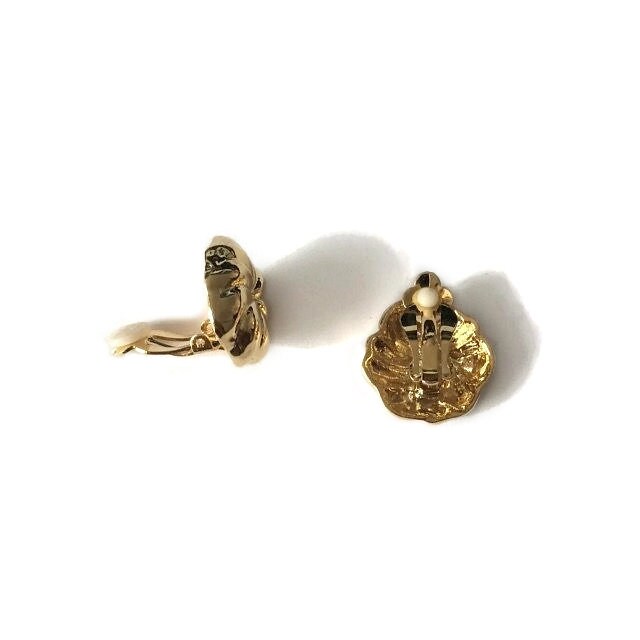 ハンドメイド梅 Vintage 1970's Gold Round Twisted Spiral Swirl Retro Chic