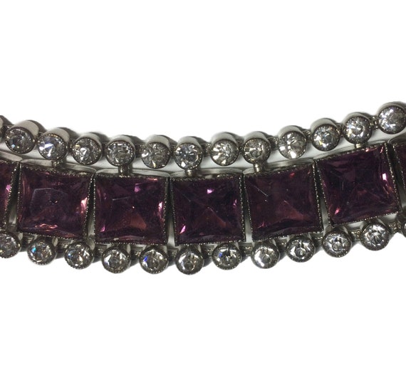 Vintage 1920's Art Deco Silver Amethyst Purple Cl… - image 2