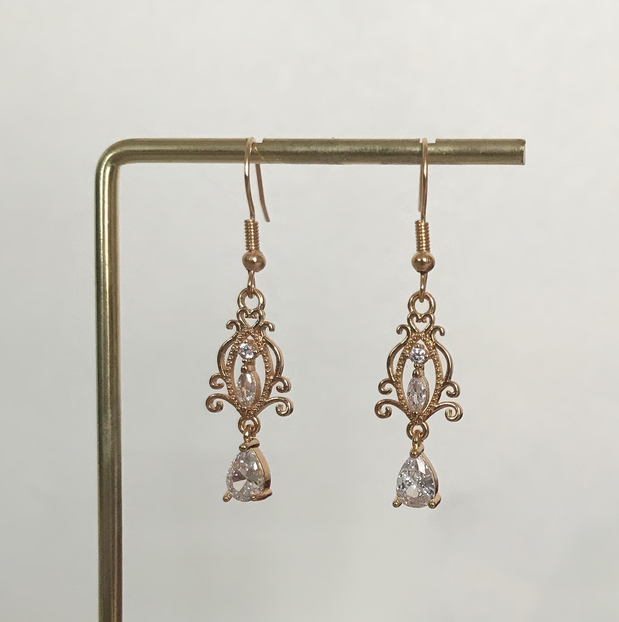 Orecchini A Cuore Donne - Gioielli Vintage Con Perle E Cristalli CZ, Pendenti Doppio Cuore Oro