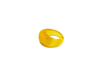 Vintage 90s Yellow Resin Statement Ring: Chunky Retro Dome, UK Size R