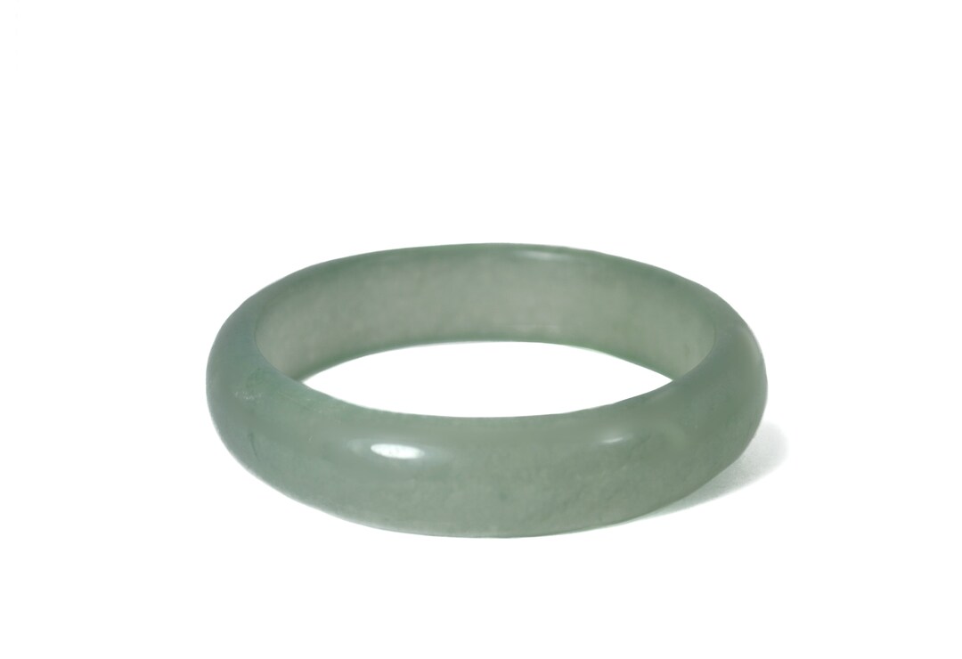 Jade Bangle Stack Vintage 1980's Green Jade Jadeite Stone Translucent Round Circle ...