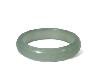 Green Jade Jadeite Stone Translucent Round Circle Stacking Bangle Bracelet Thick / Medium Multiple Sizes