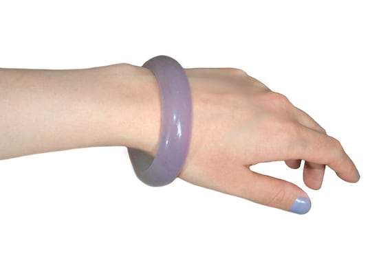 ラベンダー翡翠バングルブレスレット：淡い紫色の石、複数のサイズ