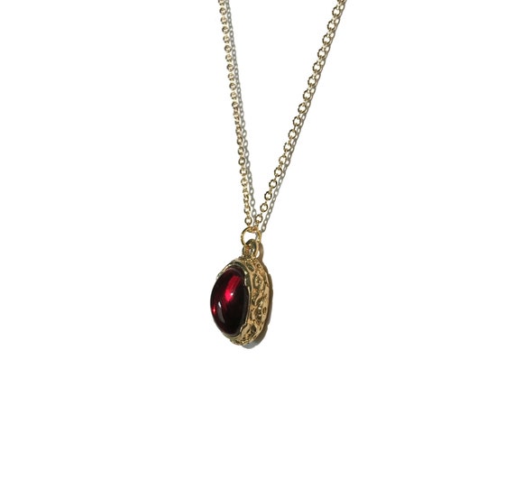 有名ブランド Style Nouveau Art 1980's Vintage Gold Oval Paste Crystal Red その他