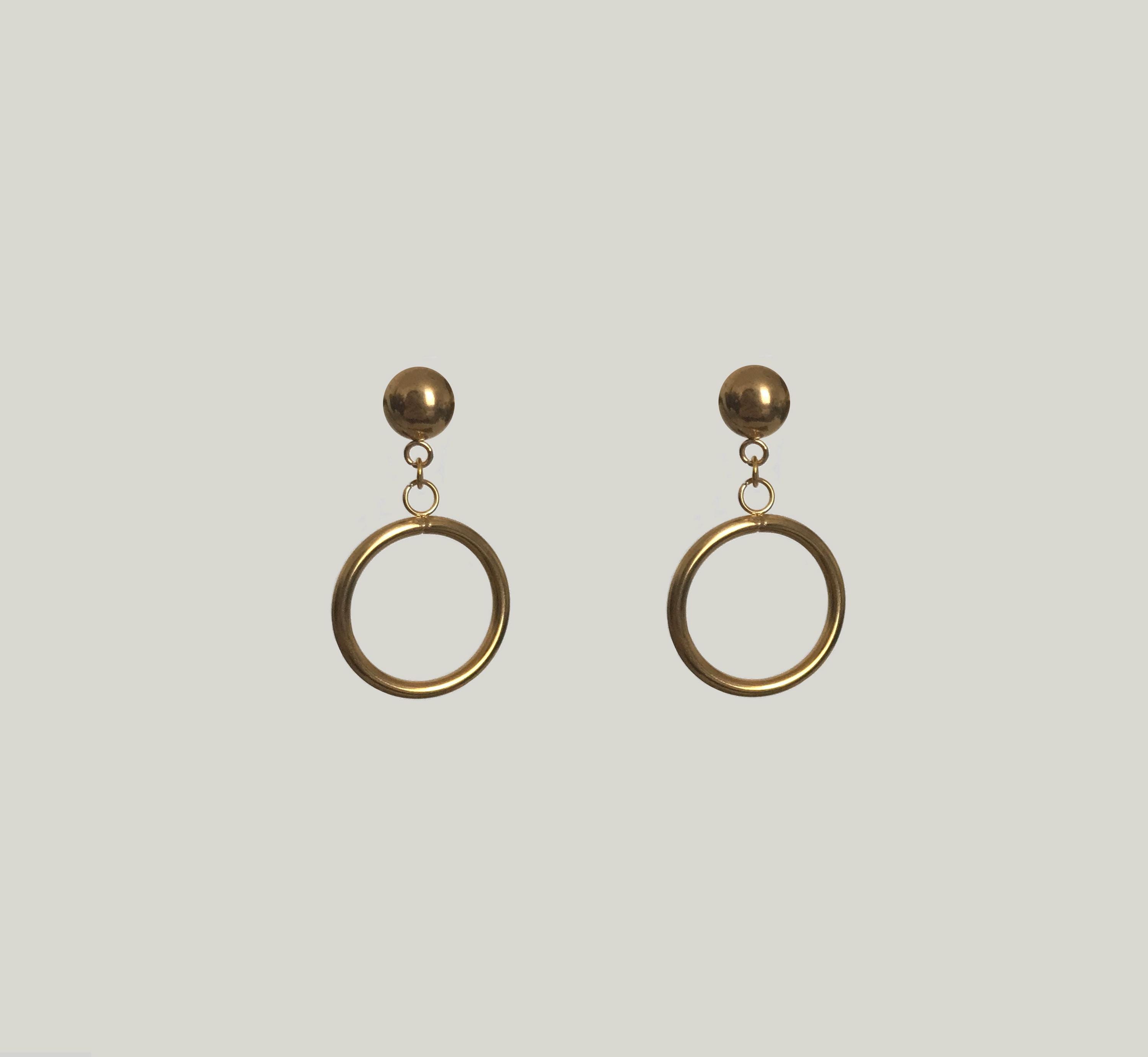 Boucles d'oreilles vintage aristocratique dorées - Style rétro chic en métal plaqué or 18K résistant