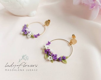 Beautiful lavender earrings, floral earrings with lavender, flower jewellery, lavender