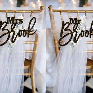 Custom Mr & Mrs Chair Sign Wedding Chair Sign Wedding Decoration Wooden Chair Sign Chair Backs His And Hers Chair Decor Wedding Signs