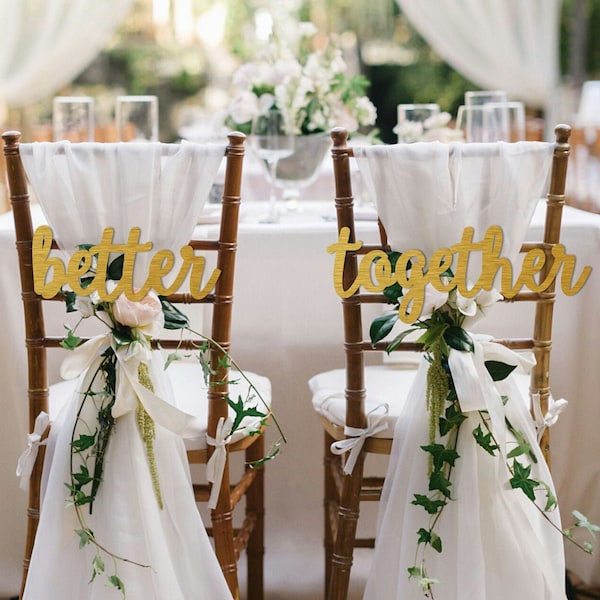 Wedding Chair Sign Better Together Chair Sign Wooden Chair Sign Chair Back Sign Wedding Chair Decoration Rustic Wedding Signs Chair Sign