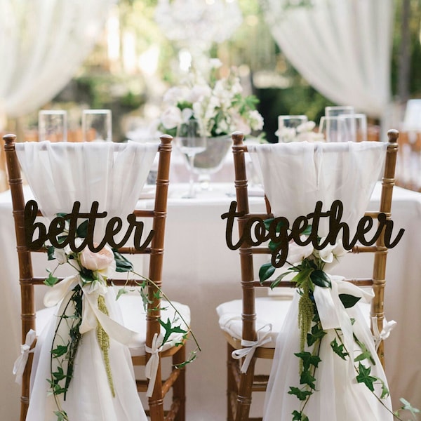 Better Together Chair Sign Wedding Chair Sign Wooden Chair Sign Chair Back Sign Wedding Chair Decor Rustic Wedding Back Signs Reception Sign